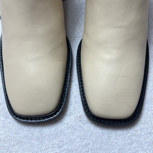 EVERLANE The City Boot Leather Ankle Cream Zip Heeled Square Toe Size 8 NEW - Picture 13 of 15